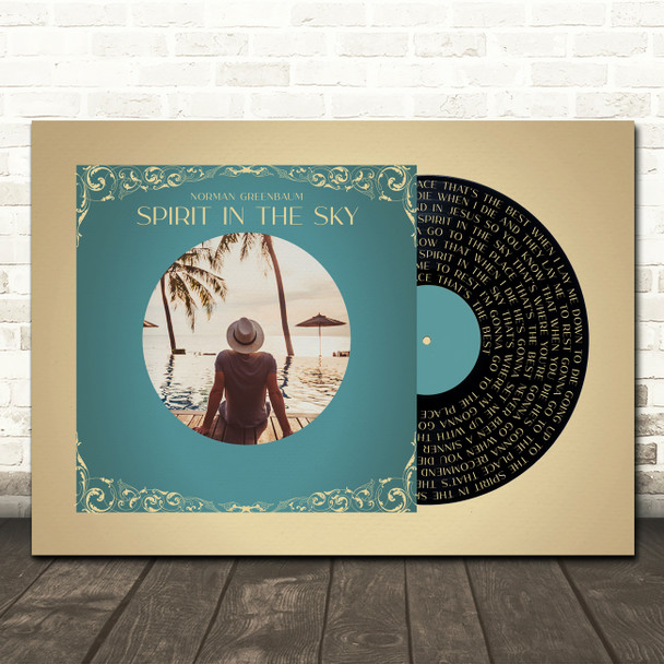 Norman Greenbaum Spirit In The Sky Gold Green Record Sleeve Your Photo Song Lyric Wall Art Canvas Framed Print