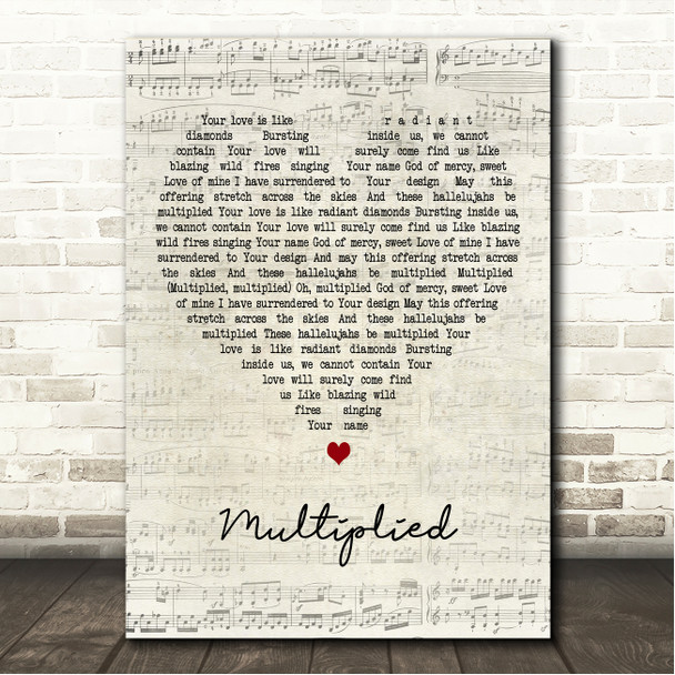 NEEDTOBREATHE Multiplied Script Heart Song Lyric Wall Art Canvas Framed Print