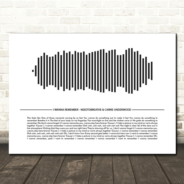 NEEDTOBREATHE I Wanna Remember Sound Wave Minimal Song Lyric Wall Art Canvas Framed Print