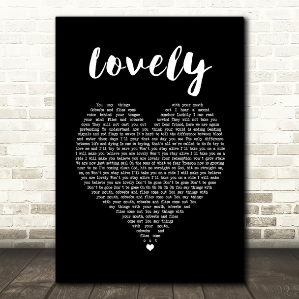 Twenty One Pilots Lovely Black Heart Song Lyric Quote Music Print