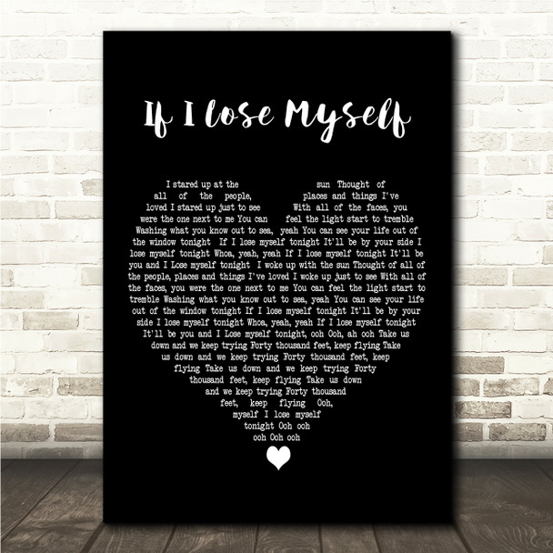 OneRepublic If I Lose Myself Black Heart Song Lyric Wall Art Canvas Framed Print