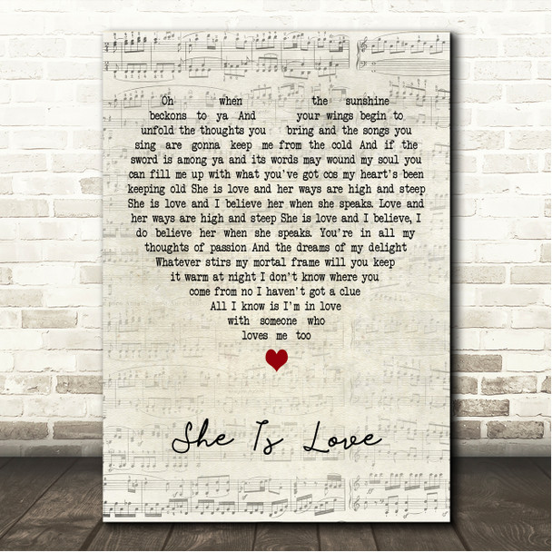 Oasis She Is Love Script Heart Song Lyric Wall Art Canvas Framed Print