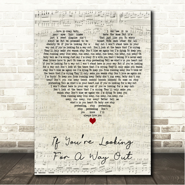 Odyssey If Youre Looking For A Way Out Script Heart Song Lyric Wall Art Canvas Framed Print
