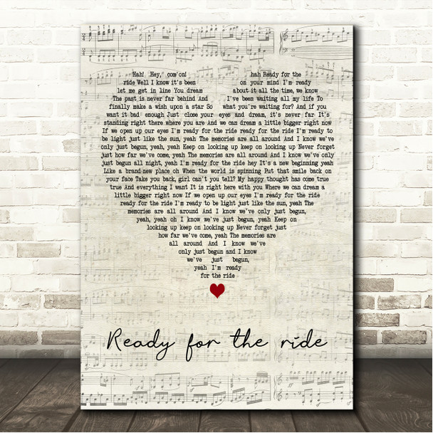 Oh, Hush! Jeff Lewis Ready for the ride Script Heart Song Lyric Wall Art Canvas Framed Print