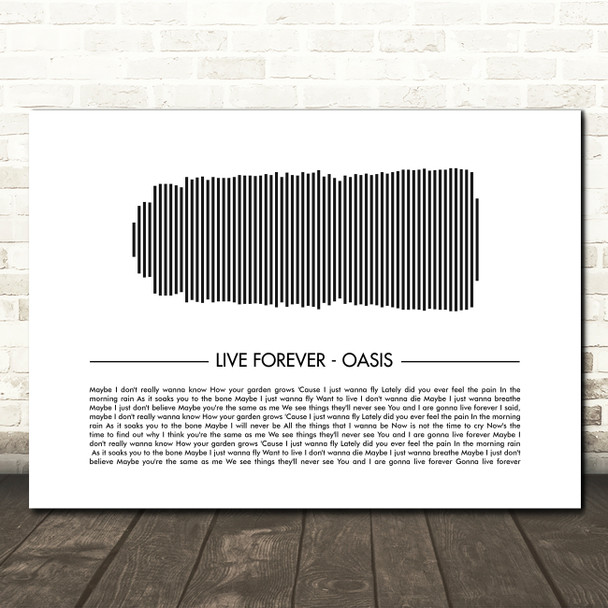 Oasis Live Forever Sound Wave Minimal Song Lyric Wall Art Canvas Framed Print