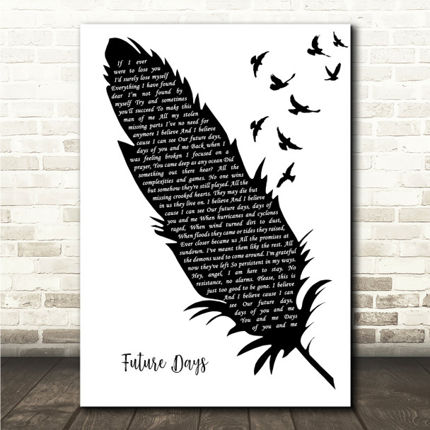 Pearl Jam Future Days Black & White Feather & Birds Song Lyric Wall Art Canvas Framed Print