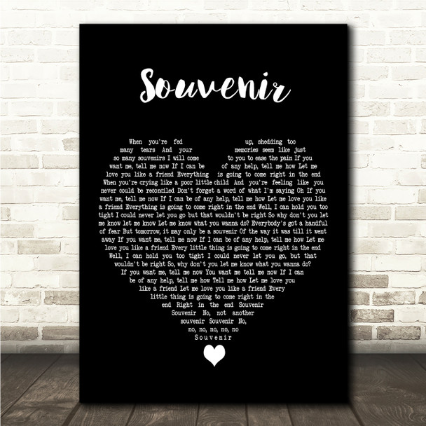 Paul McCartney Souvenir Black Heart Song Lyric Wall Art Canvas Framed Print