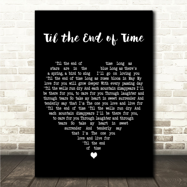Perry Como Til the End of Time Black Heart Song Lyric Wall Art Canvas Framed Print