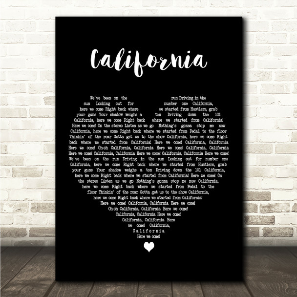 Phantom Planet California Black Heart Song Lyric Wall Art Canvas Framed Print