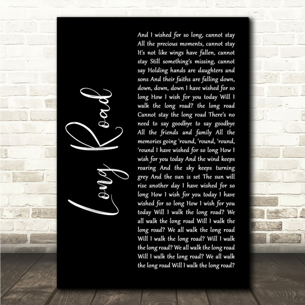 Pearl jam Long Road Black Script Song Lyric Wall Art Canvas Framed Print