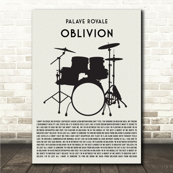 Palaye Royale Oblivion Drum Kit Black Song Lyric Wall Art Canvas Framed Print