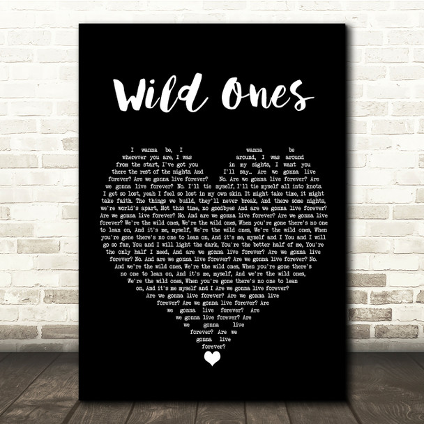 You Me At Six Wild Ones Black Heart Song Lyric Quote Music Print