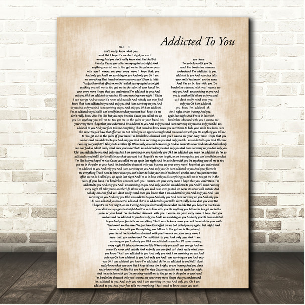Picture This Addicted To You Mother & Baby Song Lyric Wall Art Canvas Framed Print