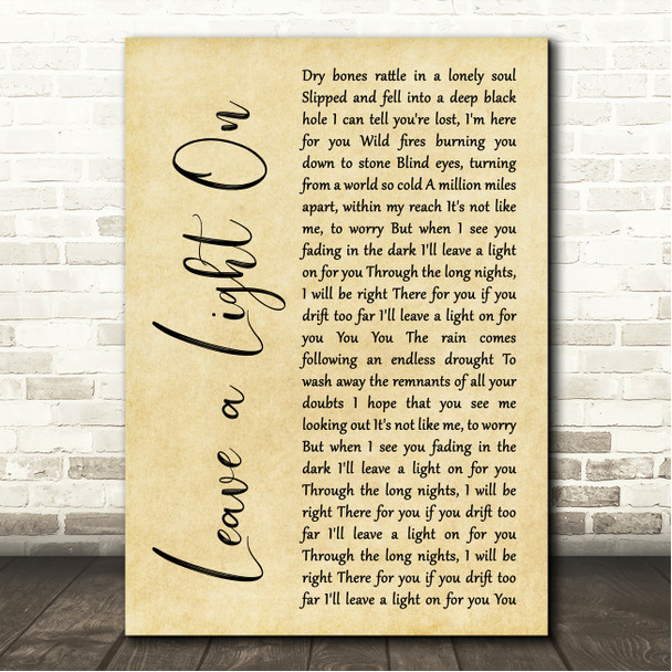 Papa Roach Leave a Light On Rustic Script Song Lyric Wall Art Canvas Framed Print