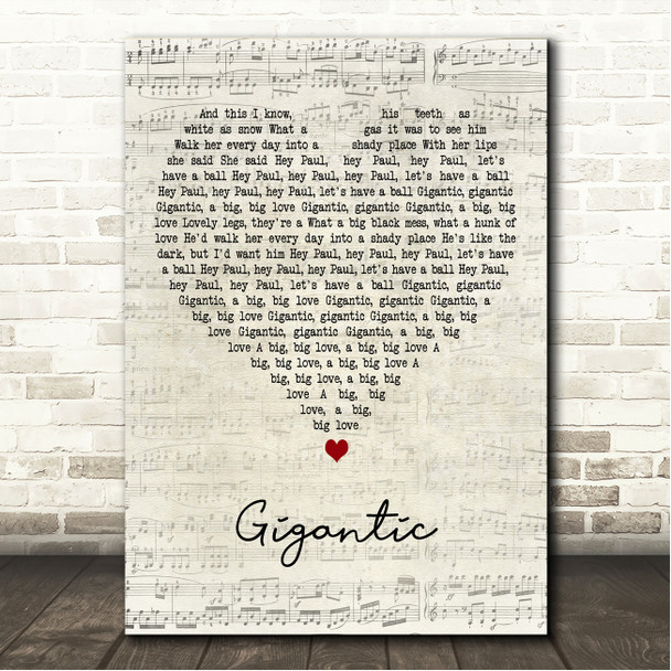 Pixies Gigantic Script Heart Song Lyric Wall Art Canvas Framed Print