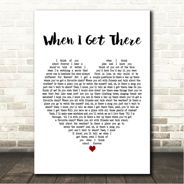 P!nk When I Get There White Heart Song Lyric Wall Art Canvas Framed Print