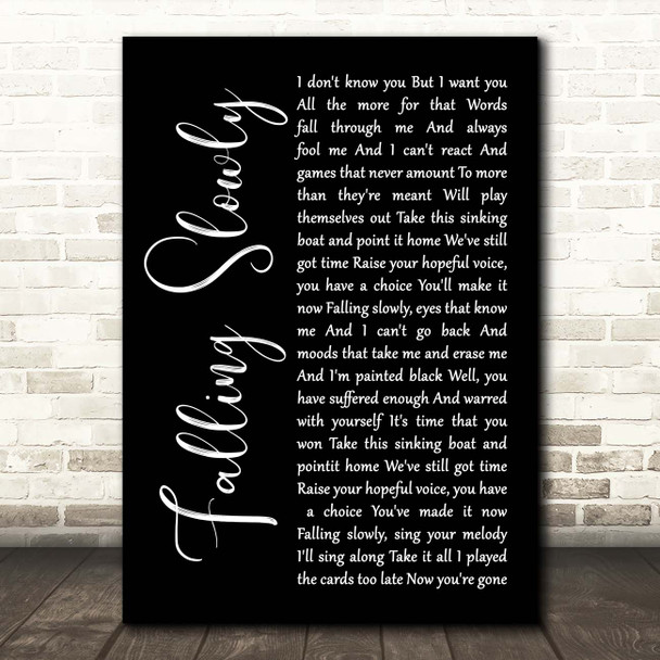 Glen Hansard, Marketa Irglova Falling Slowly Black Script Song Lyric Print