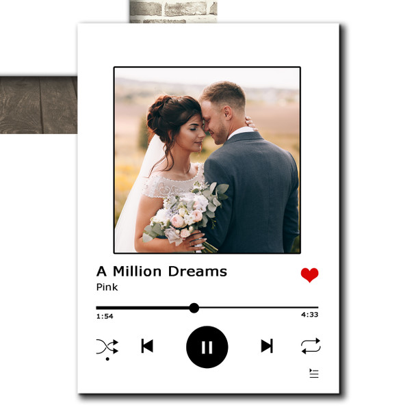 Pink A Million Dreams White Your Photo Spotify Music Song Lyric Wall Art Canvas Framed Print