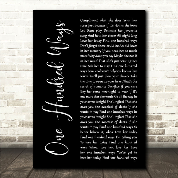 Quincy Jones One Hundred Ways Black Script Song Lyric Wall Art Canvas Framed Print