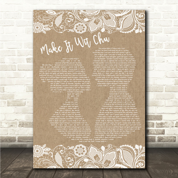 Queens of the Stone Age Make It Wit Chu Burlap & Lace Song Lyric Wall Art Canvas Framed Print
