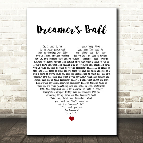 Queen Dreamers Ball White Heart Song Lyric Wall Art Canvas Framed Print