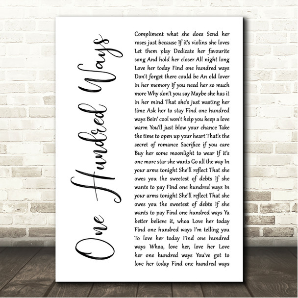 Quincy Jones One Hundred Ways White Script Song Lyric Wall Art Canvas Framed Print