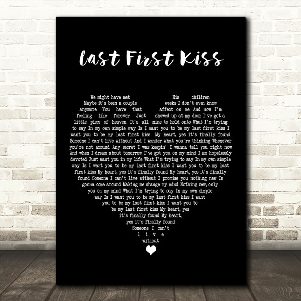 Ron Pope Last First Kiss Black Heart Song Lyric Wall Art Canvas Framed Print