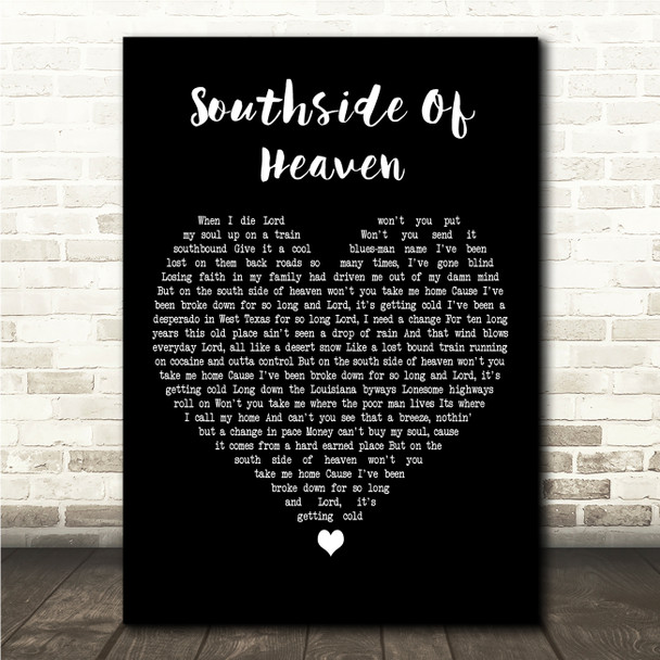 Ryan Bingham Southside Of Heaven Black Heart Song Lyric Wall Art Canvas Framed Print