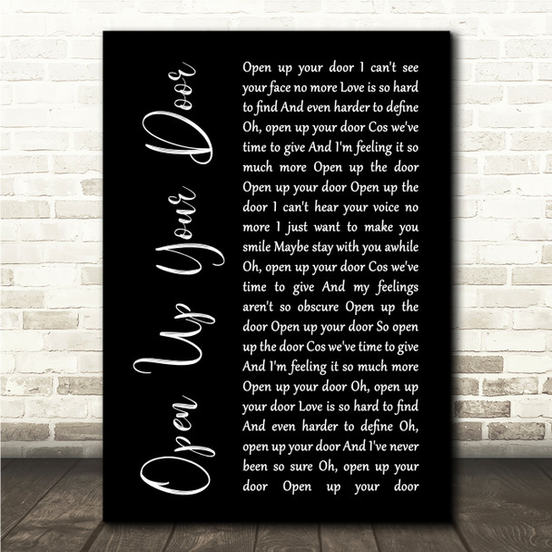 Richard Hawley Open Up Your Door Black Script Song Lyric Wall Art Canvas Framed Print