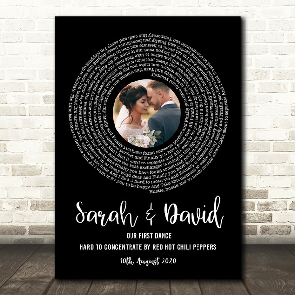 Red Hot Chili Peppers Hard To Concentrate Black Vinyl Record Wedding First Dance Photo Song Lyric Wall Art Canvas Framed Print