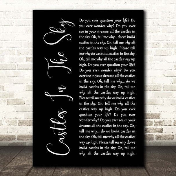 Ian Van Dahl Castles In The Sky Black Script Song Lyric Print