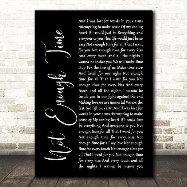 INXS Not Enough Time Black Script Song Lyric Print