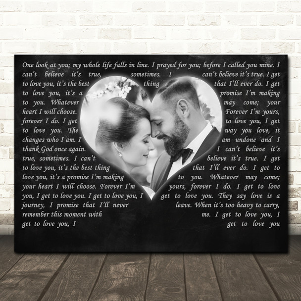Ruelle I Get To Love You Landscape Black Heart Wedding Photo Song Lyric Wall Art Canvas Framed Print
