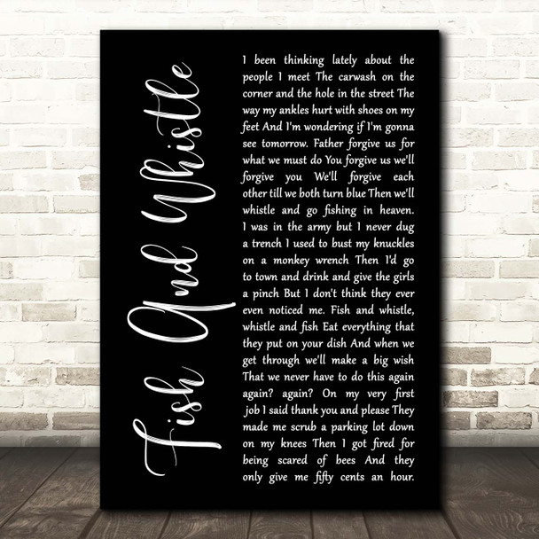 John Prine Fish And Whistle Black Script Song Lyric Print