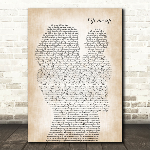 Rihanna Lift Me Up Mother & Baby Song Lyric Wall Art Canvas Framed Print