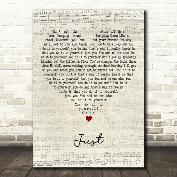 Radiohead Just Script Heart Song Lyric Wall Art Canvas Framed Print