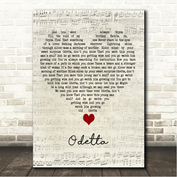 Rag'n'Bone Man Odetta Script Heart Song Lyric Wall Art Canvas Framed Print