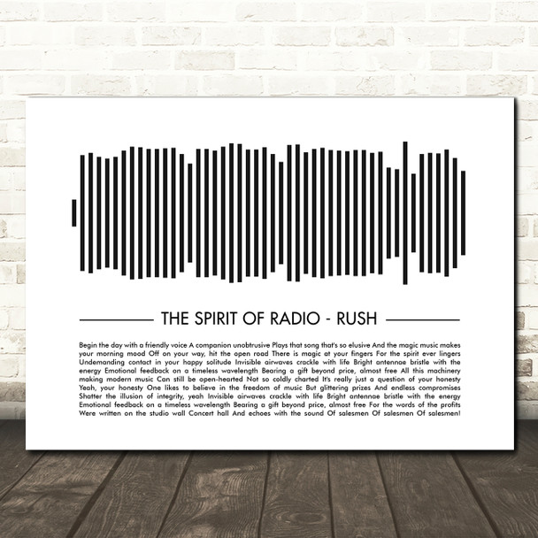 Rush The Spirit of Radio Sound Wave Minimal Song Lyric Wall Art Canvas Framed Print