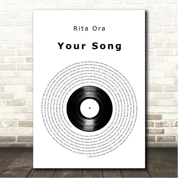 Rita Ora Your Song Vinyl Record Song Lyric Wall Art Canvas Framed Print