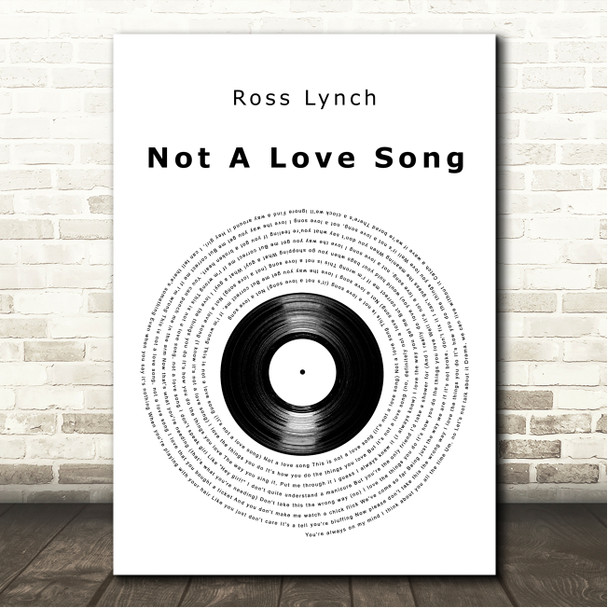Ross Lynch Not A Love Song Vinyl Record Song Lyric Wall Art Canvas Framed Print