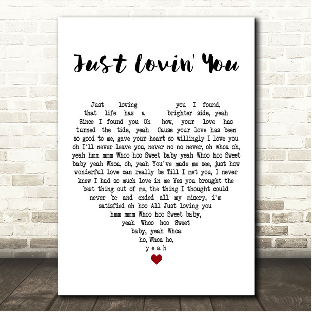 Ruby Andrews Just Lovin' You White Heart Song Lyric Wall Art Canvas Framed Print