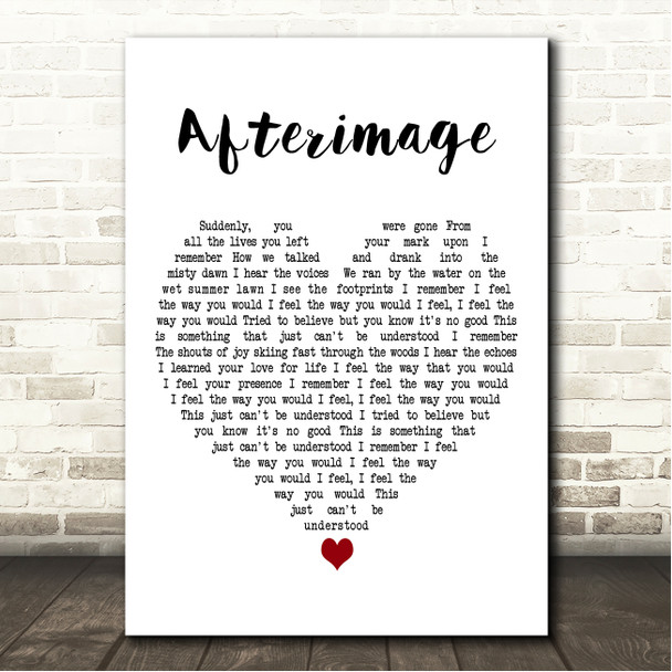 Rush Afterimage White Heart Song Lyric Wall Art Canvas Framed Print