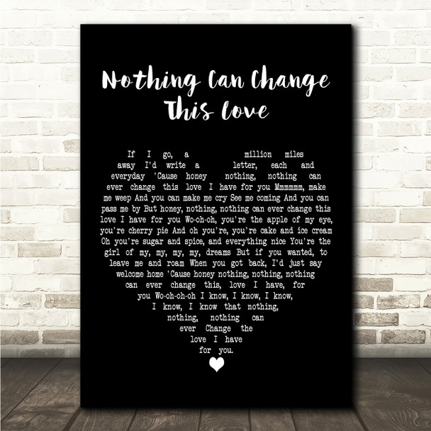 Sam Cooke Nothing Can Change This Love Black Heart Song Lyric Wall Art Canvas Framed Print