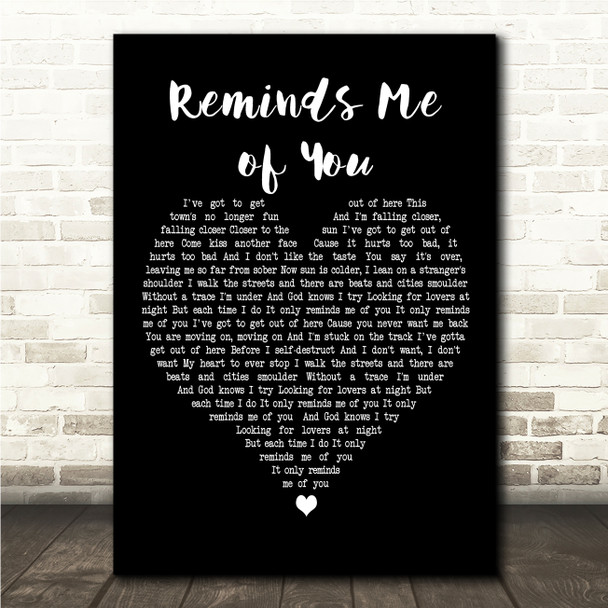 Sam Smith Reminds Me of You Black Heart Song Lyric Wall Art Canvas Framed Print