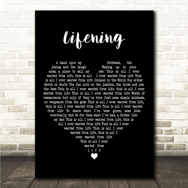 Snow Patrol Lifening Black Heart Song Lyric Wall Art Canvas Framed Print