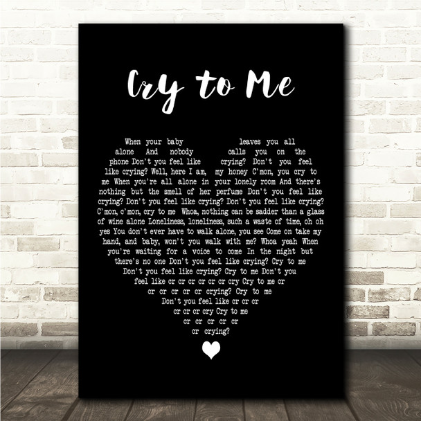 Solomon Burke Cry to Me Black Heart Song Lyric Wall Art Canvas Framed Print