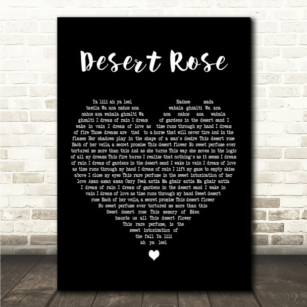 Sting Desert Rose Black Heart Song Lyric Wall Art Canvas Framed Print