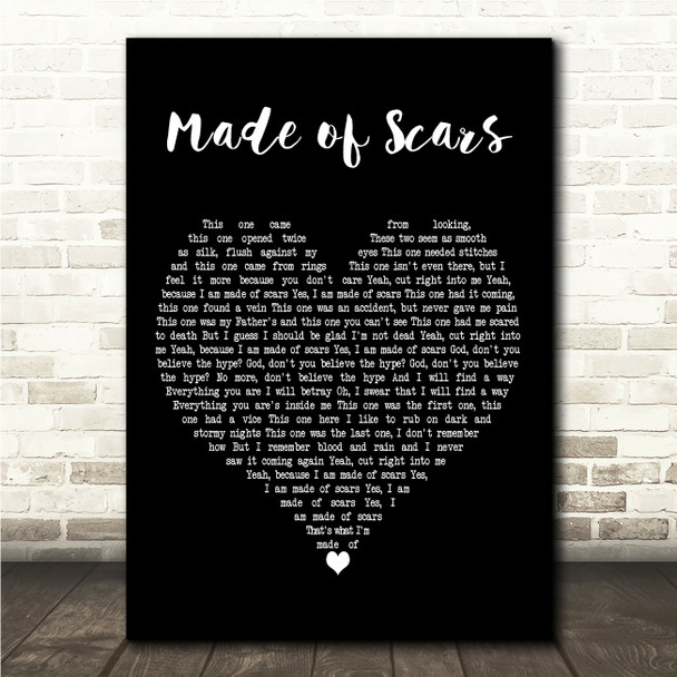 Stone Sour Made of Scars Black Heart Song Lyric Wall Art Canvas Framed Print