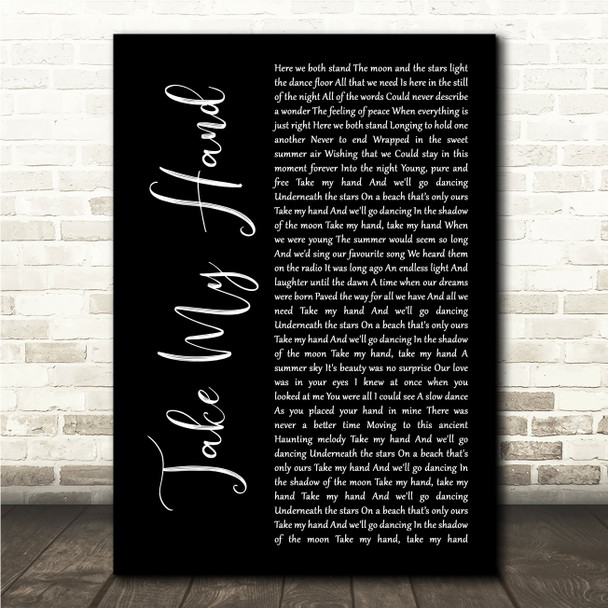 Skerryvore Take My Hand Black Script Song Lyric Wall Art Canvas Framed Print