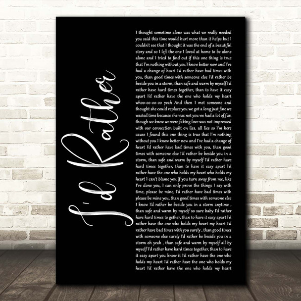 Luther Vandross I'd Rather Black Script Song Lyric Print